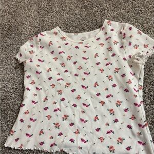 Wonder Nation Floral Short Sleeve Tee - White with Pink and Red Accents